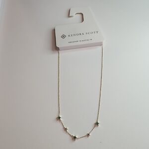 Kendra Scott Gold Necklace with Green Stars